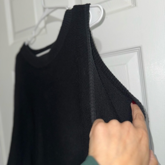 Black Knit Sweater w/ one cold shoulder - Picture 3 of 6